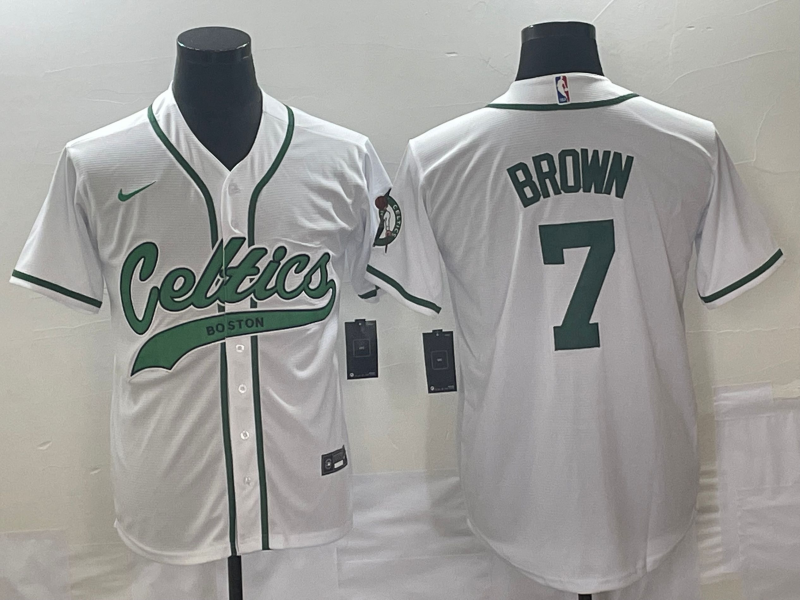 Nike 2023 Men Boston Celtics 7 Brown white Nike NBA Jerseys style 2